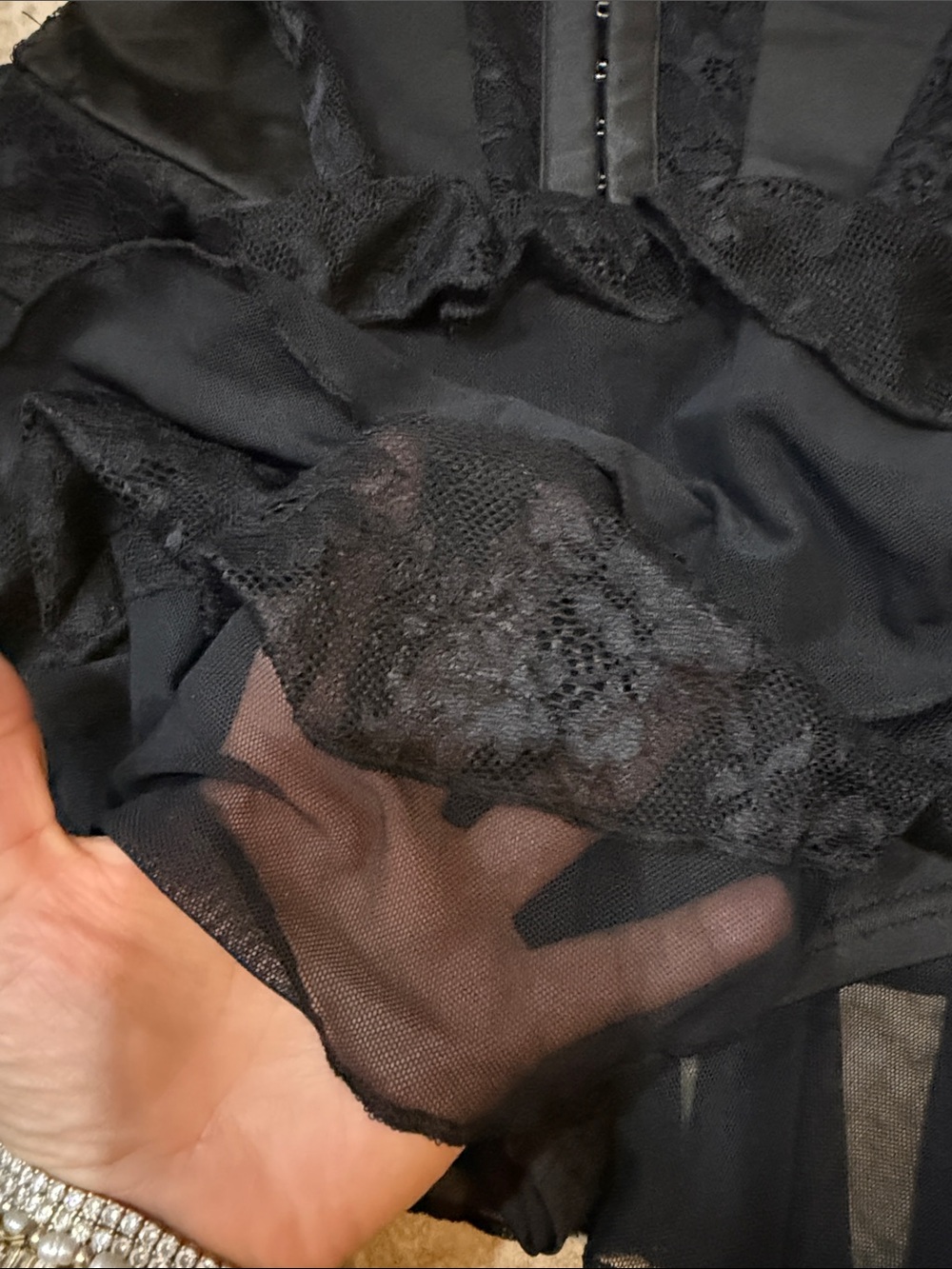 Windsor Black Lace Bustier Peplum Mini Dress - Picture 5 of 6